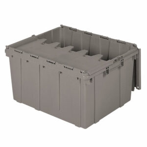 Akro-Mils Attached Lid Container, 17 gal, 24"L x 12 1/2"H x 19 1/2"W, Gray, 1/Each