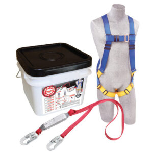 3M DBI-SALA PROTECTA PRO Compliance-In-A-Can Light Roofer's Fall Protection Kit (Includes 1191995 First Harness, 1341001 Pro 6' Single-Leg Shock Absorbing Lanyard, Bucket And 3600 lb Gated Hooks)