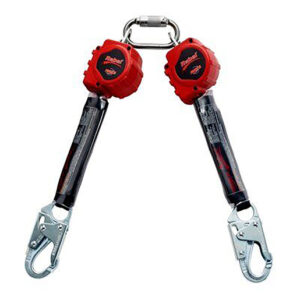 3M DBI-SALA 6' PROTECTA Rebel Twin Leg Self Retracting Polyester Web Lifeline With Steel Snap Hooks And Quick Connector For Harness Mounting