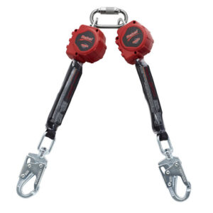 3M DBI-SALA 6' PROTECTA Rebel Twin Leg Self Retracting Polyester Web Lifeline With Steel Swiveling Snap Hooks And Quick Connector For Harness Mounting