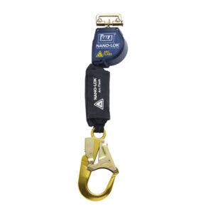 3M DBI-SALA 8' Nano-Lok Arc Flash Quick Connect Single-Leg Self Retracting Lanyard With Kevlar Fiber Webbing, Aluminum Rebar Hook And Quick Connector For Harness Mounting