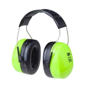 3M Optime 105 Hi-Viz Green And Black Over-The-Head Earmuffs