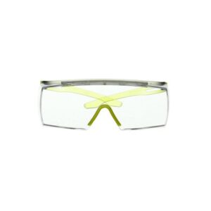 3M SecureFit 3700 Series Over The Glasses Frameless Safety Glasses With Clear Scotchgard Polycarbonate Anti-Fog Lens And Lime Green Temple