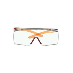 3M SecureFit 3700 Series Over The Glasses Frameless Safety Glasses With Clear Scotchgard Polycarbonate Anti-Fog Lens And Orange Temple