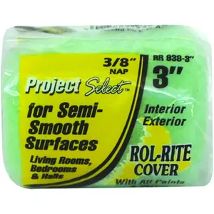 Rol-Rite Roller Covers, 3 in, 3/8 in Nap, Knit Fabric