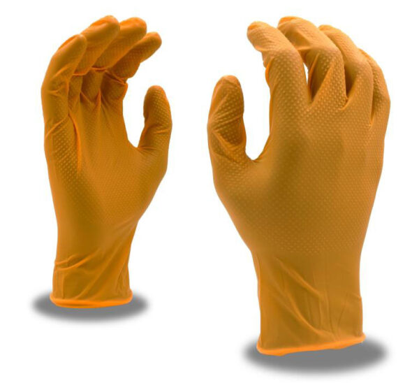 NITRI-COR DIAMOND HI-VIS ORANGE NITRILE, 6 MIL, MEDICAL GRADE, POWDER FREE, DIAMOND EMBOSSED GRIP, 10 BOXES OF 100
