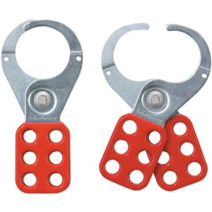 Master Lock Steel Lockout Hasp, 1 1/2" Jaws, Red, 1/Each