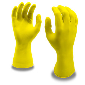 YELLOW FLOCK-LINED LATEX, ROLLED CUFF, WEIGHT