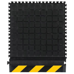 M + A Hog Heaven III Modular Tile Comfort Mat, Side Tile, 18" x 21 7/8", Black w/ Yellow Border, 1/Each