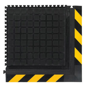 M + A Hog Heaven III Modular Tile Comfort Mat, Corner Tile, 21 7/8" x 21 7/8", Black w/ Yellow Border, 1/Each