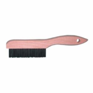 Shoe Handle Wire Scratch Brush, 10 in, 4 x 16 Rows, Carbon Steel Wire, Wood Handle
