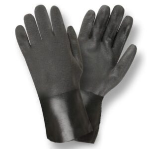 BLACK DOUBLE DIPPED, SANDPAPER GRIP, INTERLOCK LINED, 12-INCH