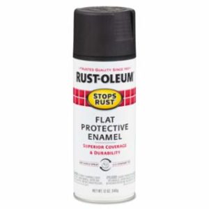 Stops Rust Protective Enamel Spray Paint, 12 oz, Aerosol Can, Black, Flat Finish,