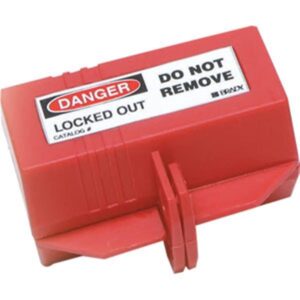 Brady Plug Lockout w/ 1/2" Cable Hole, 110 VAC, Small, Red, 1/Each