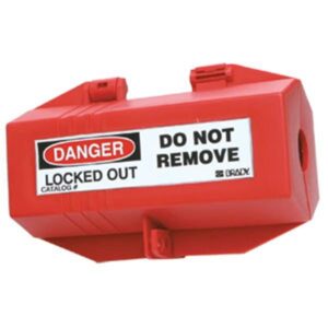 Brady Plug Lockout w/ 1" Cable Hole, 220/500 VAC, Large, Red, 1/Each