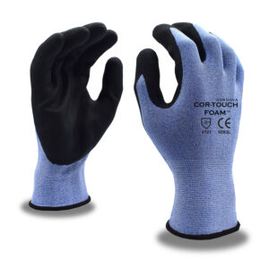 COR-TOUCH FOAM 13-GAUGE, GRAY NYLON SHELL, BLACK MICRO-FOAM NITRILE PALM COATING