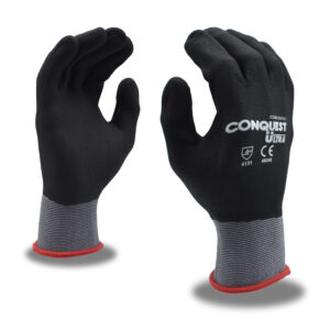 CONQUEST ULTRA?, PREMIUM, GRAY NYLON/SPANDEX SHELL, FULL BLACK FOAM NITRILE/PU COATING