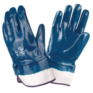 BRAWLER PREMIUM DIPPED NITRILE, FULLY COATED, JERSEY LINED, SAFETY CUFF, SANITIZED