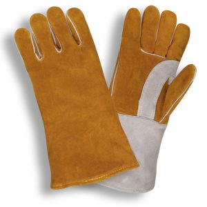 Premium Side Split Brown/Gray Leather Welder's Gloves,