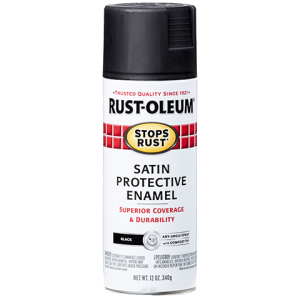 Stops Rust Protective Enamel Spray Paint, 12 oz, Aerosol Can, Satin Black,