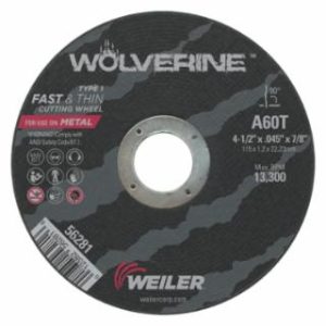 Cutting Wheel,  4-1/2 in dia x 7/8 in Arbor 0.045 in Thick, 60T