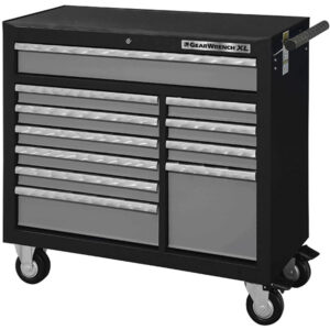 GearWrench XL Series 11-Drawer Roller Cabinet, 39"H x 42"W x 19"D, Black/Silver, 1/Each