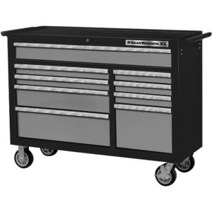 GearWrench XL Series 9-Drawer Roller Cabinet, 39 1/2"H x 53"W x 19"D, Black/Silver, 1/Each
