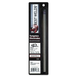 Tungsten Electrode, E3, 7 in, Size 3/32, 3/PK