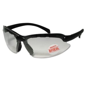 Contemporary Bifocal Safety Glasses, 1.75 Diopter, Clear Polycarbonate Lens/Tint, Black Nylon Frame
