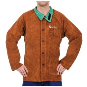 SPLIT COWHIDE LEATHER JACKET, , LAVA BROWN