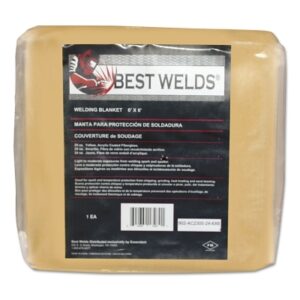 Welding Blanket, 6 ft X 6 ft, Fiberglass, Yellow, 23 oz