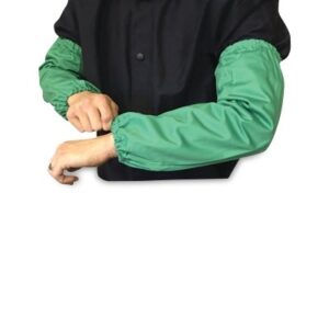 FR Sateen Sleeves, 18 in L, Elastic Bicep/Wrist Closures, One Size, Green