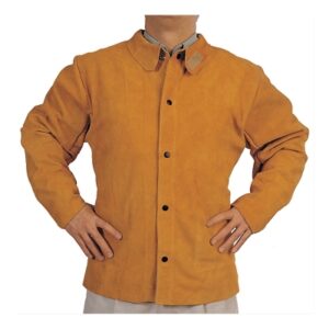 SPLIT COWHIDE LEATHER WELDING JACKET, , GOLDEN BROWN