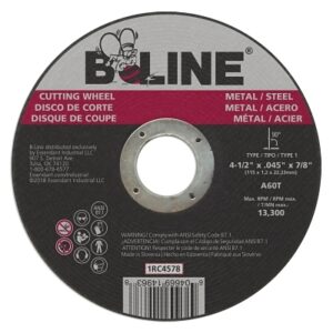 Cutting Wheel, 4-1/2 in dia, 0.045 in Thick, 7/8 in Arbor, 60 Grit, Alum Oxide