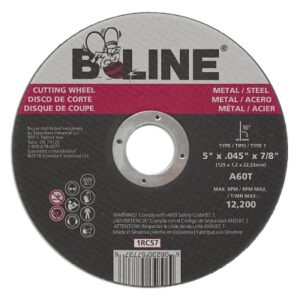 Cutting Wheel, 5 in dia, 0.045 in Thick, 7/8 in Arbor, 60 Grit, Alum Oxide