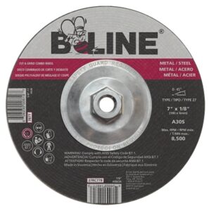 Depressed Center Combo Wheel, 7 in dia, 1/8 in Thick, 7/8 in Arbor, 30 Grit, Aluminum Oxide