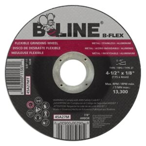 Flexible Depressed Center Wheel, 4-1/2 in dia, 7/8 in Arbor, 1/8 in Thick, 30 Grit, Aluminum Oxide