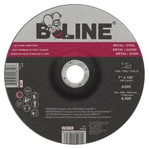 Depressed Center Combo Wheel, 7 in dia, 1/8 in Thick, 5/8 in-11 Arbor, 30 Grit, Aluminum Oxide