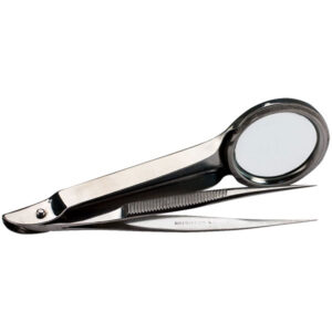 Steel Forceps w/ Magnifying Glass, Pointed Edge 5 1/2", 4/Case