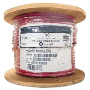 Welding Cable, 1/0 AWG, 500 ft Reel, Red
