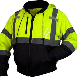 Type R Class 3 Black Bottom Bomber Jacket, with Zip-Out Fleece Liner, Lime,
