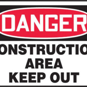Accuform Signs 10" X 14" Black, Red And White 0.040" Aluminum Admittance And Exit Sign "DANGER CONSTRUCTION AREA KEEP OUT" With Round Corner
