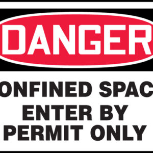 Accuform 10" X 14" Red, Black And White Aluminum Safety Signs "DANGER CONFINED SPACE ENTER BY PERMIT ONLY"