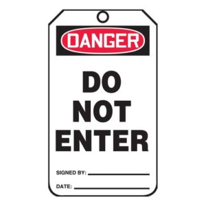 Accuform Signs 5 34" X 3 14" 10 mils PF-Cardstock Accident Prevention Safety Tag DANGER DO NOT ENTER With Do Not Remove Tag Warning On Back (25 Per Pack)