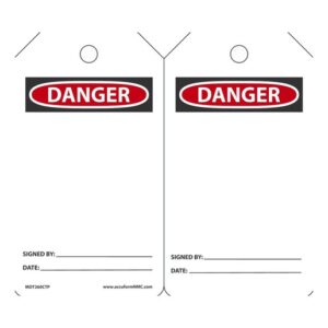 Accuform Signs 5 78" X 3 18" PF-Cardstock Blank Tag DANGER (25 Per Pack)