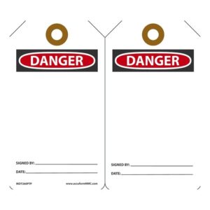 Accuform Signs 5 78" X 3 18" RP-Plastic Blank Tag DANGER (25 Per Pack)