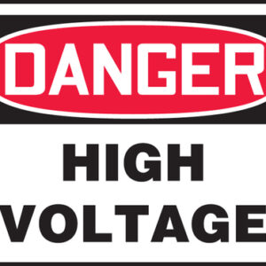 Accuform 10" X 14" Red, Black And White Adhesive Vinyl Safety Signs "DANGER HIGH VOLTAGE"