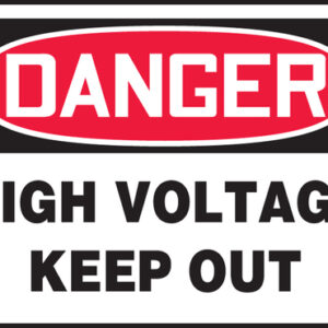 Accuform 7" X 10" Red, Black And White Adhesive Vinyl Safety Signs "DANGER HIGH VOLTAGE KEEP OUT"