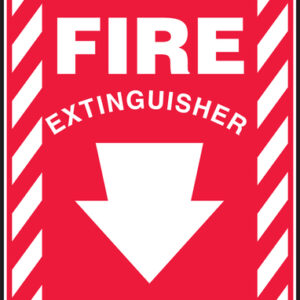 Accuform 10" X 7" White And Red Adhesive Vinyl Safety Signs "FIRE EXTINGUISHER"