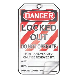 Accuform Signs 5 78" X 3 18" HS-Laminate Lockout - Tagout Tag DANGER LOCKED OUT DO NOT OPERATE (25 Per Pack)